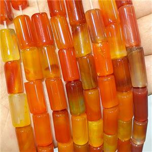 Red Agate Tube Beads Dye, approx 8-16mm