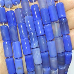Blue Agate Tube Beads Dye, approx 8-16mm