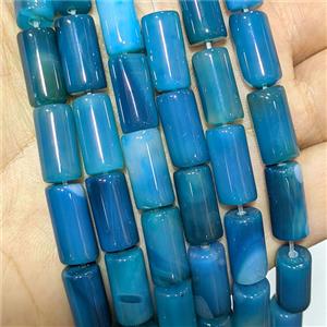 Blue Agate Tube Beads Dye, approx 8-16mm