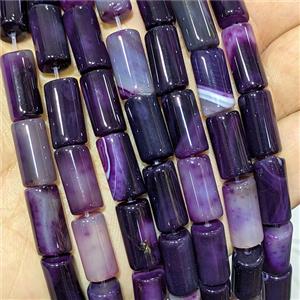 Purple Stripe Agate Tube Beads Banded Dye, approx 8-16mm
