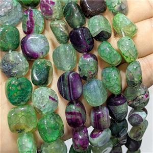 Green Purple Veins Agate Chip Beads Freeform Dye, approx 12-14mm