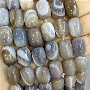 Gray Stripe Agate Barrel Beads Banded Dye, approx 13-18mm