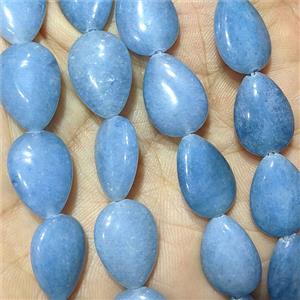 Blue Aventurine Teardrop Beads Flat, approx 13-18mm