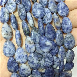 Blue Dalmatian Jasper Teardrop Beads Flat, approx 13-18mm