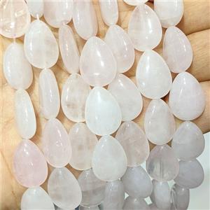 Lt.pink Rose Quartz Teardrop Beads Flat, approx 13-18mm