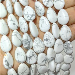 White Howlite Turquoise Teardrop Beads Flat, approx 13-18mm