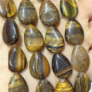 Natural Tiger Eye Teardrop Beads Flat, approx 13-18mm