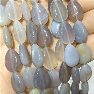 Natural Gray Agate Teardrop Beads Flat, approx 13-18mm