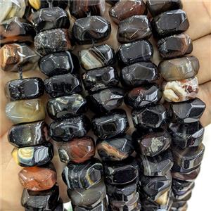 Black Agate Rondelle Beads Faceted Dye, approx 8-15mm