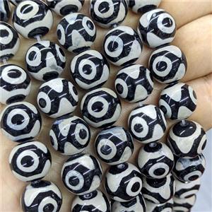 Tibetan Agate Beads Black White Eye Smooth Round, approx 14mm