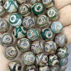Tibetan Agate Beads Green Eye Smooth Round, approx 14mm