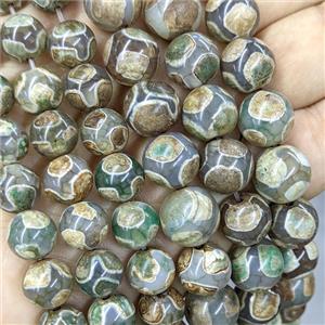 Tibetan Agate Beads Green Tortoise Smooth Round, approx 12mm