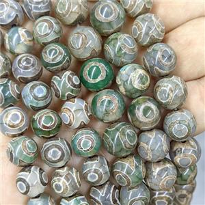 Tibetan Agate Beads Green Eye Smooth Round, approx 12mm