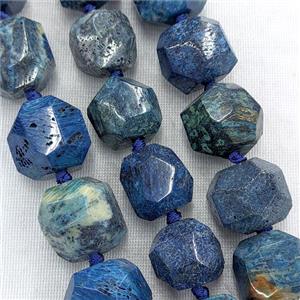Blue Coral Fossil Beads Freeform Dye, approx 17-19mm