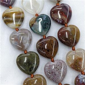Natural Ocean Agate Heart Beads Multicolor, approx 25mm