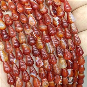 Natural Red Stripe Agate Teardrop Beads Dye, approx 6-9mm
