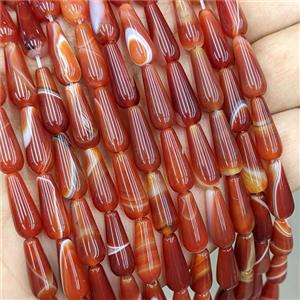Natural Red Stripe Agate Teardrop Beads Dye, approx 6-16mm
