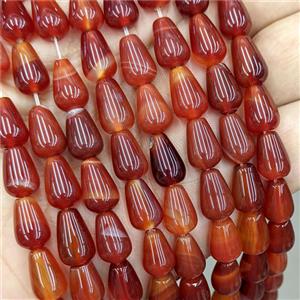 Natural Red Agate Teardrop Beads Dye, approx 8-12mm