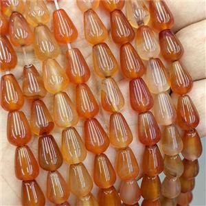 Natural Red Agate Teardrop Beads, approx 8-12mm