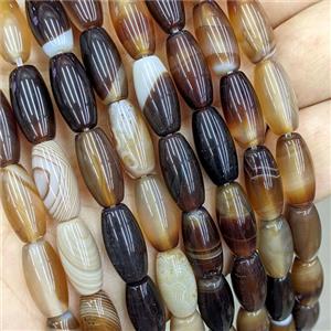 Natural Coffee Stripe Agate Barrel Beads, approx 8-16mm