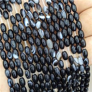 Natural Black Stripe Agate Rice Beads Dye, approx 4-6mm