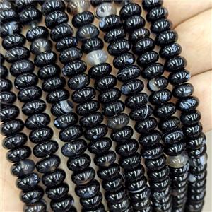 Natural Black Stripe Agate Rondelle Beads Banded Dye Smooth, approx 8mm