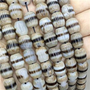 Tibetan Agate Barrel Beads Coffee Black Dye, approx 10-12mm