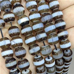 Tibetan Agate Round Beads Coffee White Dye Smooth, approx 10-11mm