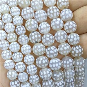 Tibetan Agate Beads Smooth Round White Dye, approx 8mm