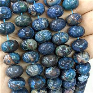 Natural Ocean Jasper Beads Smooth Rondelle Blue Dye, approx 15mm