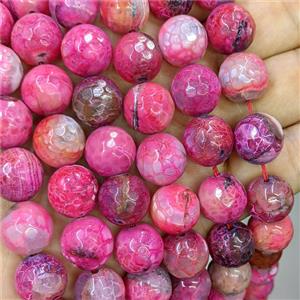 Hotpink Agate Beads Faceted Round B-Grade Dye, approx 14mm