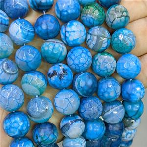 Blue Agate Beads Faceted Round B-Grade Dye, approx 14mm