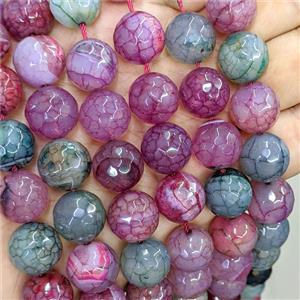 Green Pink Veins Agate Beads Faceted Round Dye, approx 14mm