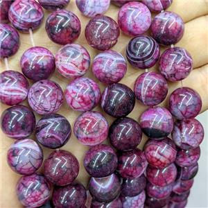Hotpink Veins Agate Beads Smooth Round Dye, approx 14mm