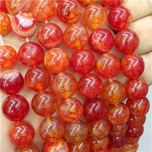 Red Veins Agate Beads Smooth Round Dye, approx 14mm
