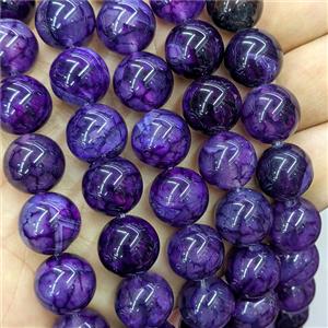 Purple Veins Agate Beads Smooth Round Dye, approx 14mm