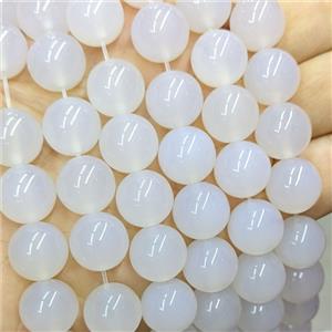 White Agate Beads Smooth Round, approx 14mm