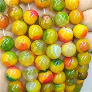 Agate Beads Smooth Round Dye Multicolor, approx 14mm