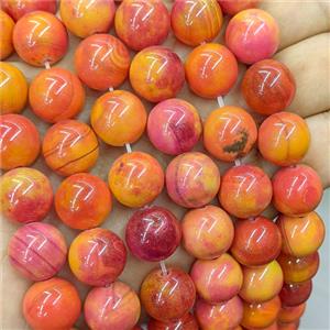 Agate Beads Smooth Round Dye Orange, approx 14mm