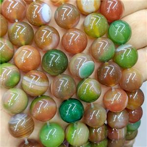 RedGreen Agate Beads Smooth Round Dye, approx 14mm