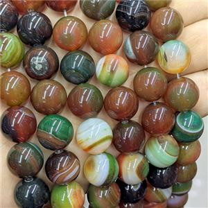 Stripe Agate Beads Smooth Round Dye Multicolor Banded, approx 14mm