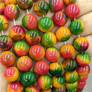 Agate Round Beads Smooth Dye Multicolor, approx 14mm
