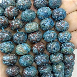 Natural Ocean Jasper Rondelle Beads Smooth Blue Dye, approx 12-16mm