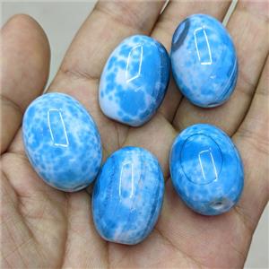 Natural Agate Barrel Beads Blue Dye, approx 20-25mm