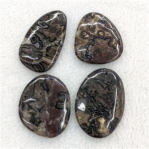 Natural Crazy Lace Agate Slice Pendant Black Dye Freeform, approx 25-50mm
