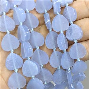 Natural Blue Lace Agate Heart Beads With Druzy, approx 16mm