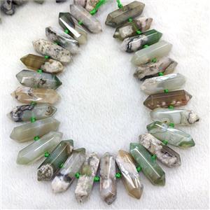 Natural Sakura Agate Bullet Beads Green Dye, approx 12-38mm
