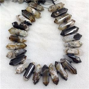 Natural Sakura Agate Bullet Beads Black Dye, approx 12-38mm