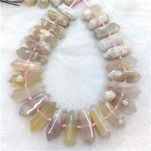Natural Sakura Agate Bullet Beads, approx 12-38mm