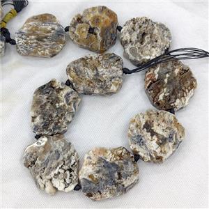 Natural Agate Slice Beads Freeform Black Dye, approx 28-42mm